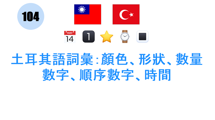 土耳其語詞彙：顏色、形狀、數量數字、順序數字、時間